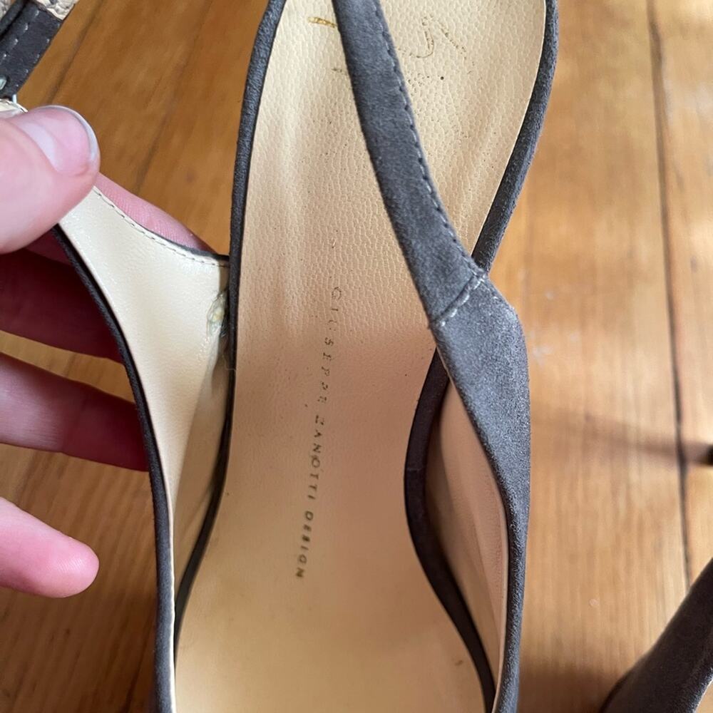 Giuseppe Zanotti Grey Patent Leather Peep Toe Six Inch Pumps - Picture 3 of 8